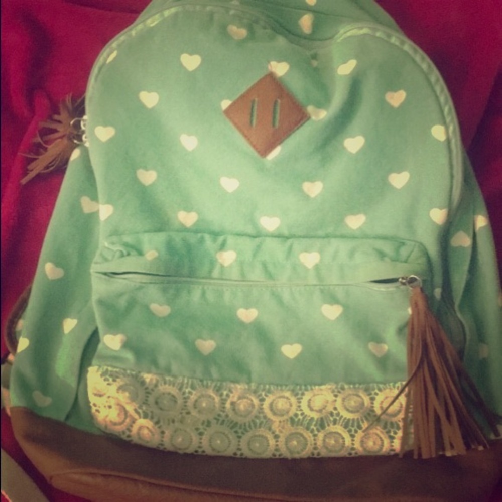 Teal and white bookbag
